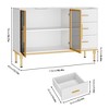 Fluted Sideboards Buffets Cabinet with Glass Doors, 3 Drawers, Marble Top Kitchen Sideboard Cabinet - 2 of 4