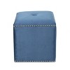 GDFStudio Esteban Modern Glam Velvet Square Ottoman with Nailhead Trim - 2 of 4