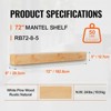 VEVOR Fireplace Mantel, 72" x 8" x 5", 50 lbs Weight Capacity, Natural Wood Mantel for Over Fireplace, Wall Mounted Floating Farmhouse Shelf, Yellow - 4 of 4