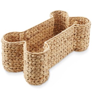 Casafield Dog Bone Shaped Storage Basket, Large Water Hyacinth Pet Toy Bin Organizer - 1 of 4