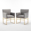 SEYNAR Modern Velvet Accent Arm Dining Chair Set of 2 with Metal Legs - 4 of 4