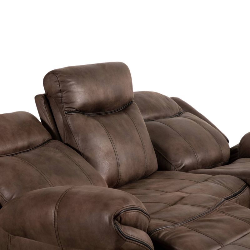 miBasics 87&#34; Softcloud Transitional Upholstered Manual Reclining Sofa with Flip Down Cup Holders Brown, 6 of 19