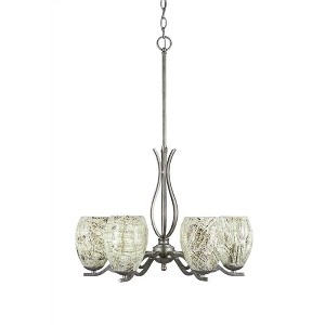 Toltec Lighting Revo 6 - Light Chandelier in  Aged Silver with 5" Natural Fusion Shade - 1 of 1