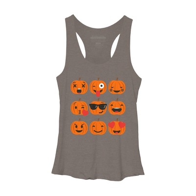 Women's Design By Humans Halloween Pumpkins Emoji By honeytree Racerback Tank Top