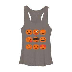 Women's Design By Humans Halloween Pumpkins Emoji By honeytree Racerback Tank Top - 1 of 3