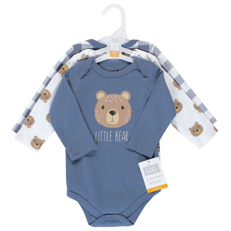 Hudson Baby Infant Boy Cotton Long-Sleeve Bodysuits 3pk, Little Bear, 3 of 6