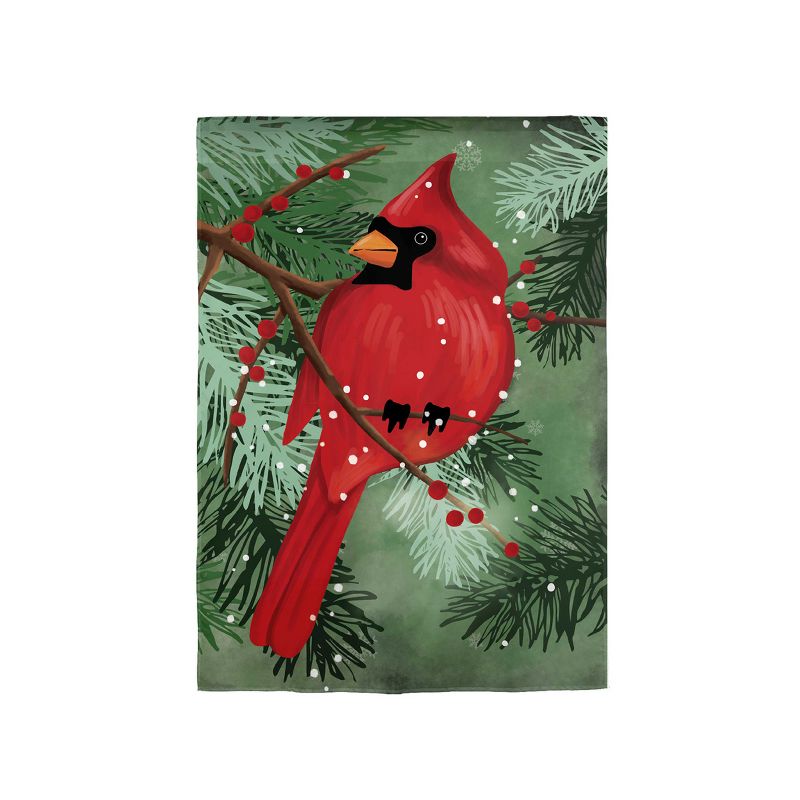 Evergreen Garden Flag Cardinal in Pines Applique Double Sided Indoor Outdoor Decor 18" x 12.5", 1 of 2