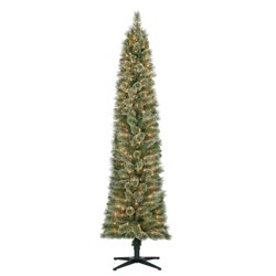 7.5ft Pre-lit Slim Artificial Christmas Tree Newcastle Fir - Puleo : Target