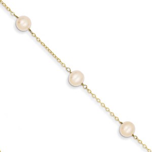 Black Bow Jewelry 14k Yellow Gold and Freshwater Cultured Pearl Anklet, 9 Inch - 1 of 4