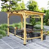 Outsunny 13' x 6' Wooden Grill Gazebo, Hardtop Outdoor BBQ Gazebo with with Metal Roof, 2 Bar Shelves and 6 Hooks for Patio, Deck, Yard, Natural - 3 of 4