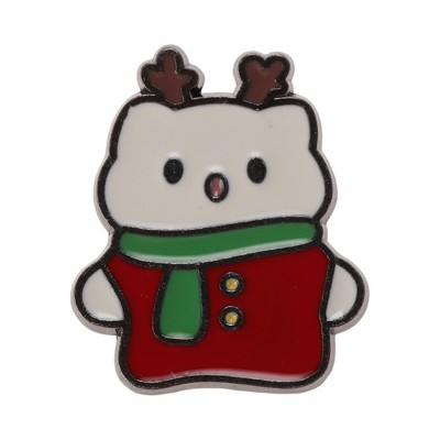 Unique Bargains Christmas Brooches Series Alloy Dripping Wax White Red 0.87"x1.02" 1Pcs