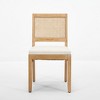 PAGED French Decor Chairs Set of 2 Upholstered Dining Chairs with Square Rattan Backrest and Exquisitely Carved Wood Frame for Living Room - 2 of 4