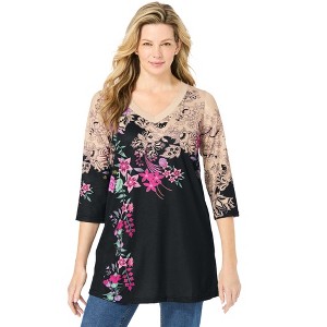 Woman Within Plus Size Watercolor Tunic - 1 of 4