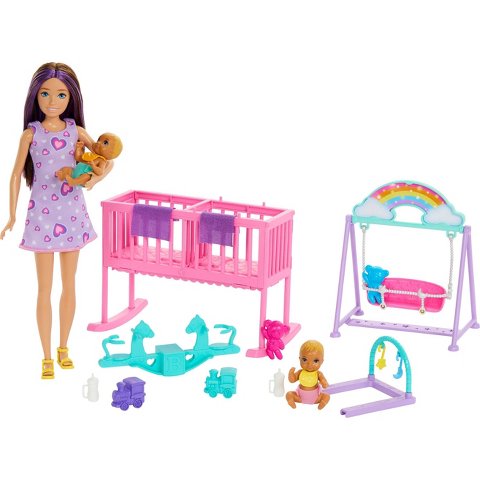 Детские куклы Barbie Skipper Babysitter Doll with Twin Nursery Playset & Accessories Set 17pc