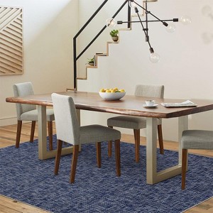 Modern Washable Area Rug, Non-Slip Low Pile Abstract Accent Mat,  Stain-Resistant Carpet for Bedroom Baby Room Balcony Living Room, Blue 8*10ft - 1 of 4