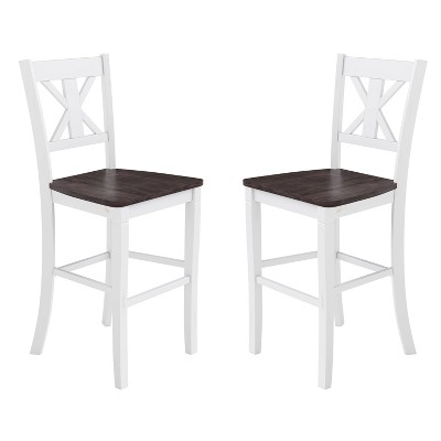 Taylor & Logan Wooden Barstool Antique White: Modern Farmhouse Cross Back, 29" Seat Height