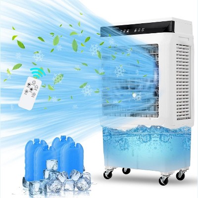 Portable Evaporative Air Cooler w/ Remote, 3 Speeds, 12h Timer - 3-in-1 Swamp Cooler for Indoor, Garage, Patio
