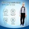 4E's Novelty Old Man Costume 10 Pcs Set for Kids ages 3-14 Years - 100 Days of School Costume for Boys Dress Up Accessories Includes Wig Cane - 2 of 4