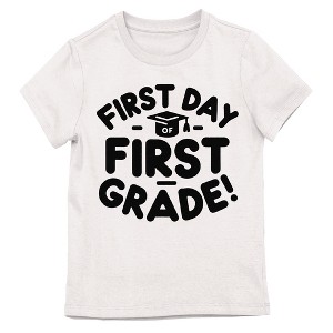 First day of First Grade on White Short Sleeve Girls T-Shirt - 1 of 3