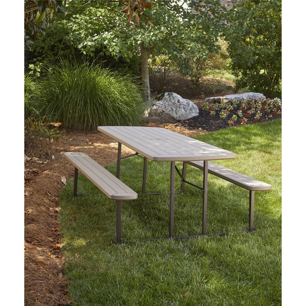 Photos - Garden Furniture Cosco 6' Intellifit Folding Blow Mold Rectangle Picnic Table - Gray/Brown 