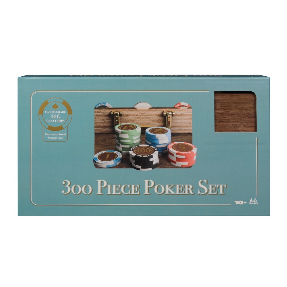 Photos - Board Game Spin Master Games 300-Piece Poker Set with Casino-Grade Clay Chips and Decorative Wooden Storage Case