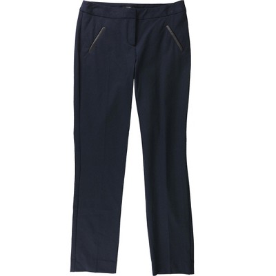 Alfani Womens Faux Leather Trim Casual Trouser Pants