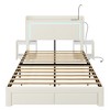 Fredees Queen LED Bed Frame with Charging Station, Upholstered Headboard, Rolling Storage Nightstands & Reading Light - 2 of 4