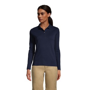 Lands' End School Uniform Women's Long Sleeve Feminine Fit Interlock Polo Shirt - 1 of 2