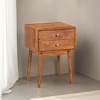 Royal Hampton  Bedside Nightstand Table with 2 Drawers and Brass Knobs, Mango Wood - 3 of 4