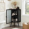 QingMoon Corner Cabinet, Floor Storage Cabinet, Narrow Organizer with Fluted Glass Door and Shelves for Bathroom and Laundry Room - 2 of 4