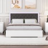 Queen Size Upholstered Platform Bed with Frame and LED Light, Modern Velvet Headboard with Diamond Quilting Detail-Maison Boucle - 2 of 4