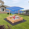 Wooden sandpit for children, with a lid and adjustable canopy, outdoor sandpit, comes with padding/storage box/water bucket, suitable for children - 3 of 4