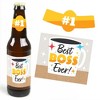 Big Dot of Happiness Happy Boss's Day - Best Boss Ever Decorations for Women and Men - 6 Beer Bottle Label Stickers and 1 Carrier - 3 of 4