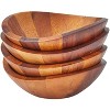 Nambe Braid Acacia Wood Salad Bowls, Set of 4, Individual Vegetable Prep Bowls, Serve Condiments, Dip, Sauce, Nuts, Olive, Salsa, - 4 of 4