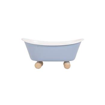 Footed Bathtub Mini Planter Blue Metal & Wood by Foreside Home & Garden