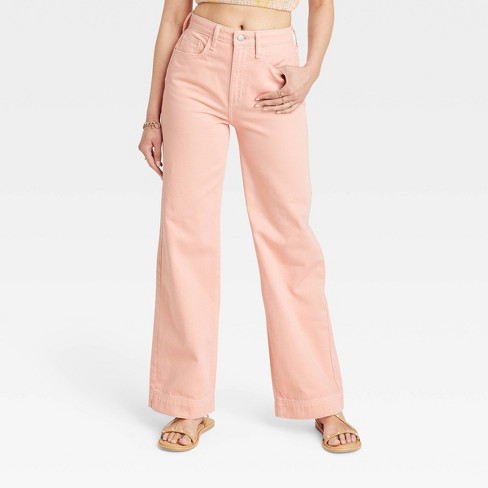 Women's High-rise Wide Leg Jeans - Universal Thread™ Pink 12 : Target