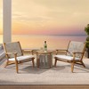 LuxenHome Outdoor Acacia Wood Deck Chair with Seat Cushion Brown - 3 of 4