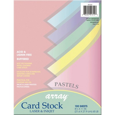 Array Card Stock Paper, 8-1/2 x 11 Inches, Assorted Pastel Colors, Pack of 100