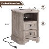SinCiDo Nightstand with Charging Station & 2 Drawers, Farmhouse End Table, Wood Side Table for Bedroom, Living Room - 2 of 4