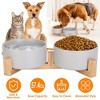 iMountek "Double 28.7oz Ceramic Pet Bowls with Wooden Stand - Raised Feeder for Small Dogs & Cats" Grey - 4 of 4
