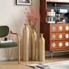 ORRD Gold Metal Floor Vase Set of 3, High Distress Vine Pattern Vases 25"-34" for Farmhouse Living Room Decor - 2 of 4