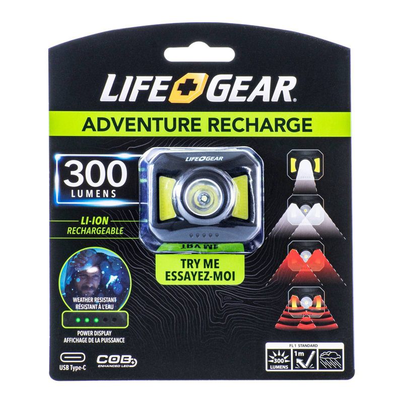 Life Gear Adventure Rechargeable 300 Lumens LED Headlamp, 1 of 8