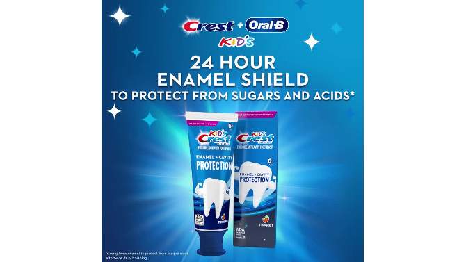 Crest Kids Sugar &#38; Bacteria Shield Toothpaste, Strawberry Flavor, 4.1oz, 2 of 12, play video