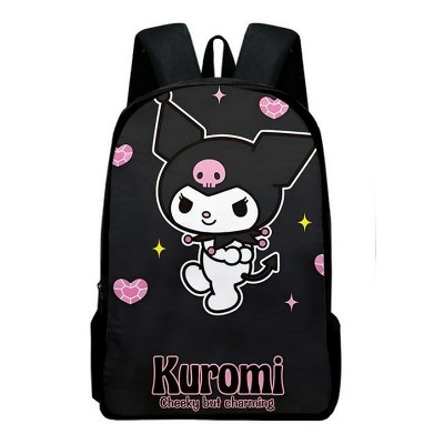 Paaaawaters Cute Cartoon Print Everyday Stylish Durable Backpack Black with Pink White Accents