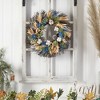 Nearly Natural 22-in Autumn Cotton, Eucalyptus, Berries and Pinecones Artificial Fall Wreath - 3 of 4