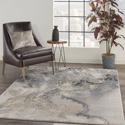 Maxell Abstract Swirl 46"x70" Synthetic Area Rug in Gray