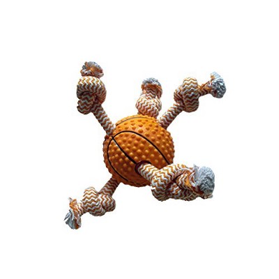 Multipet Basketball with Cotton Chevron Rope, 3.5"