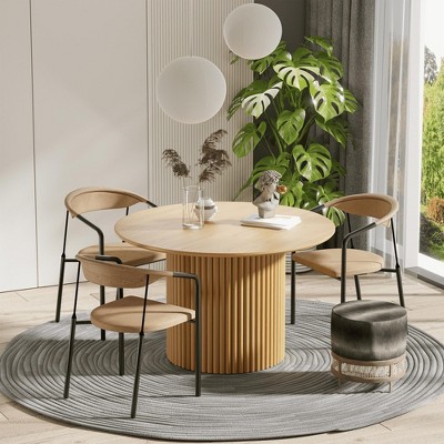 Lirago Solid Wood 46'' Round Dining Table for 4 People Nordic style 46*46 Natural