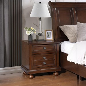 ORRD Dark Cherry Nightstand with Felt Lined Drawer, Fully Assembled Bedside Table - Dovetail Joints & Full Extension - 1 of 4