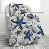 1pc Coastal Series Flannel Blanket with Starfish and Pattern, Sofa Accessory, Nautical Theme, Home Decor, Christmas Gifts. - 2 of 4